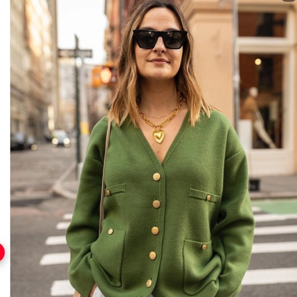J. Crew Green Blazer with Gold Buttons